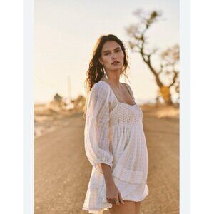 Free People Ari Mini Dress White Boho Loose Flowy